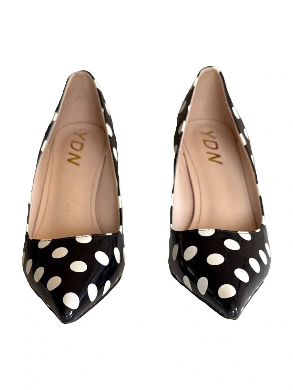 Patent Leather Black & White Polka Dot Heels 8